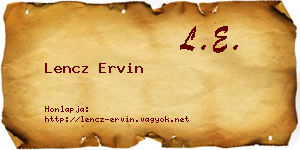 Lencz Ervin névjegykártya